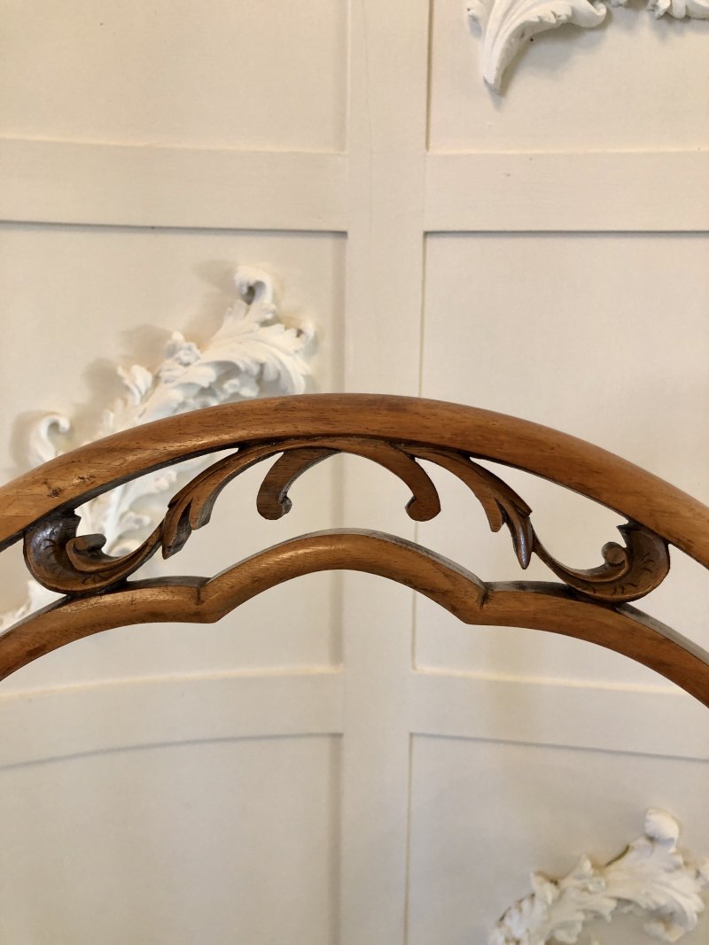 Fine Quality Set of Six Victorian Antique Walnut Dining Chairs - Image 8